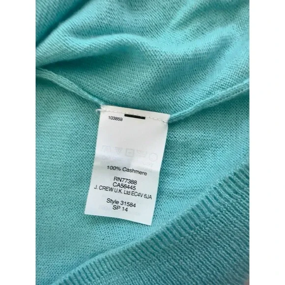 J. Crew Collection Italian Cashmere Teal Sweater Small Long Sleeve Pullover - Picture 10 of 10